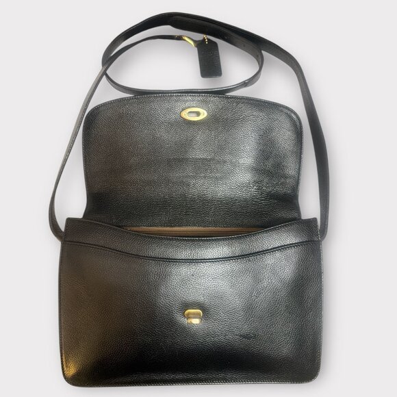 VTG Coach Madison Royalton Bag 4403 Black Caviar Leather Flap Turnlock 90s Italy - Picture 9 of 12